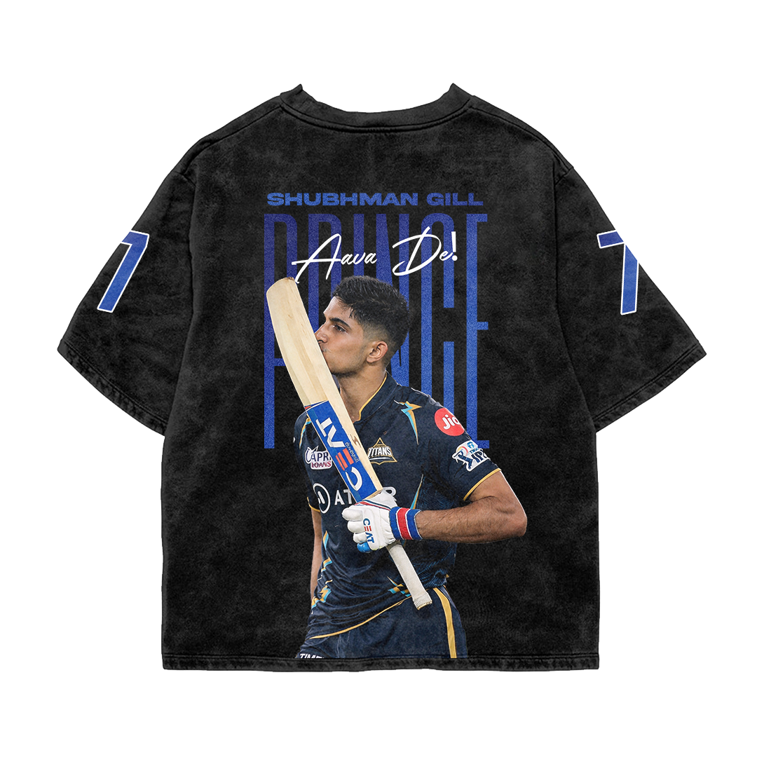 Shubman Gill 7 Acid Wash Oversized Tee