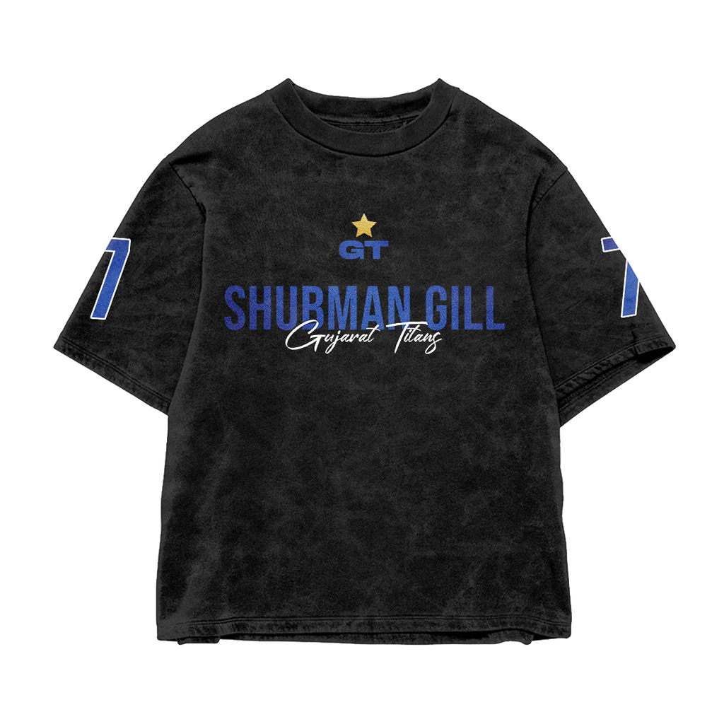 Shubman Gill 7 Acid Wash Oversized Tee